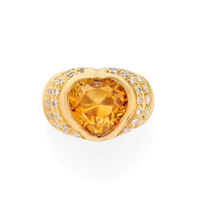 Bague en saphir jaune et diamant