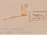 drawing of a cat sitting on the ground next to a drawing of a cat