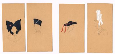 COIFFES et CHAPEAUX / Ensemble de 24 dessins originaux sur c…