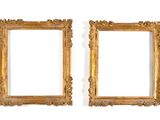 pair of antique gold picture frames isolated on white background