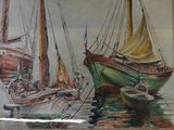 une image d'une peinture de bateaux dans l'eau