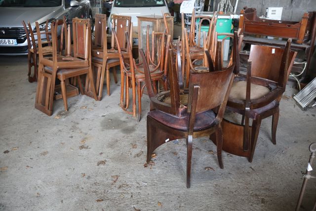 Important lot de chaises : 6 chaises bistrot LOUBINOUX en l’état ...