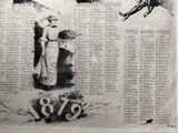 an old newspaper with a drawing of a man and a woman on it