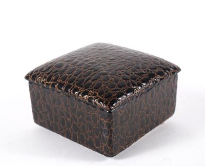 crocodile skin square box with lid - brown