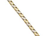 a gold and silver bracelet on a white background