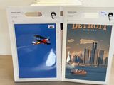 two boxes that have a picture of a plane on them
