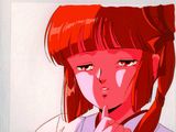 a drawing of a girl with red hair on a laptop