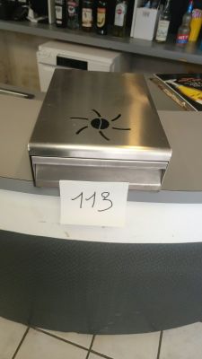 a picture of a counter with a sign on it