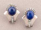 pair of lapis and diamond earrings