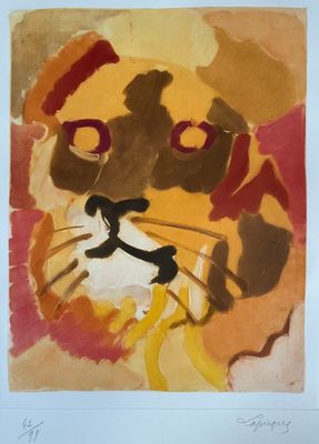 une image représentant une peinture du visage d'un chat sur une feuille de papier