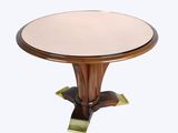 an image of a round table with a wooden base and a glass top