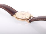 an image of a wrist watch with a brown leather strap