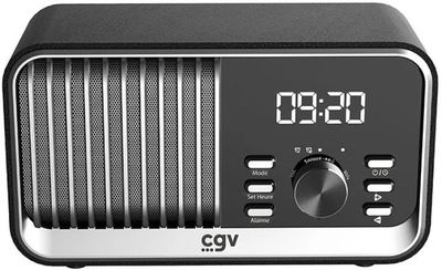 un gros plan d'une radio surmontée d'une horloge