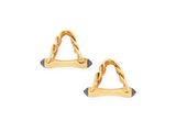 a pair of gold plated earrings with a twisted design
