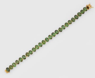 a green tourmaline and diamond bracelet