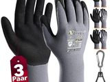 an image of a pair of black and gray gloves with 3 pairs of gray and orange gloves