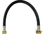 the hose is connected to the hose with two brass fittings