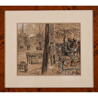 VEDER Eugène. (1876-1936). « Paris, le marché aux oiseaux ». - Photo 1