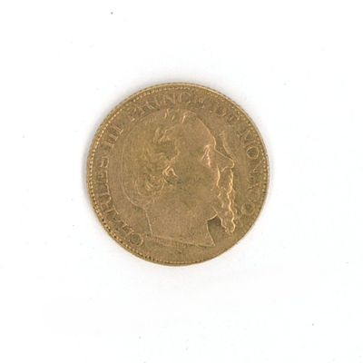 an old gold coin with a woman ' s face on it