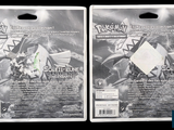 two packs of pokemon trading cards on a black background