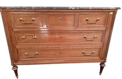 Commode en acajou et placage d'acajou, montant arrondis cann…