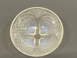 a glass plate with a design on it on a table