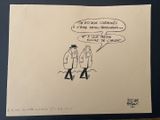 dessin représentant un homme et une femme en train de discuter, avec une bulle de dialogue