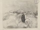 an image of a drawing of a man sitting in a field