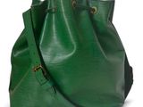 a green bucket bag on a white background