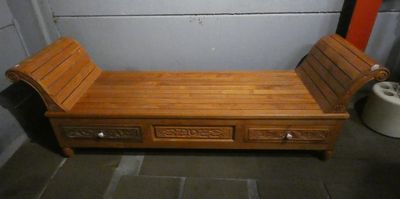 Meuble: Méridienne/Banc en bois sculpté 4 tiroirs 69x210x58c…