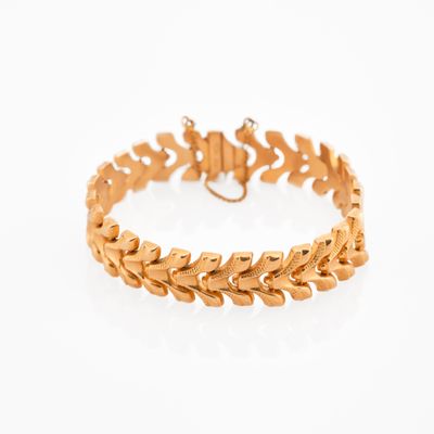 Bracelet en or Conçu comme une série de maillons chevron art… - Photo 1