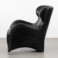 Fauteuil ou chaise longue du milieu du siècle, en cuir noir … (photo 3)