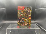 vitrine pour le jeu de cartes Pokémon, avec une boîte posée dessus