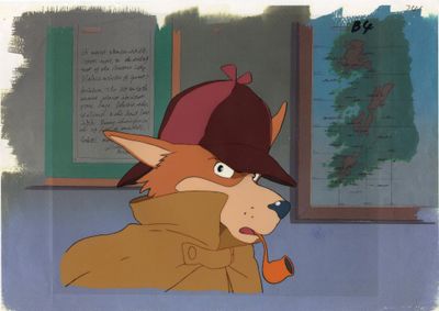 une image représentant un chien de bande dessinée portant un chapeau et tenant une pipe