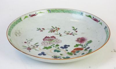 a white bowl with colorful flowers on it on a table