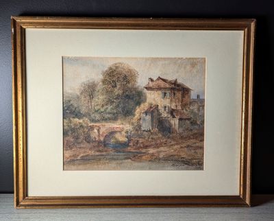 Eugene JETTEL (1845-1901). Pont et village.