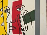 an image of a poster with a drawing of a man ' s face on it