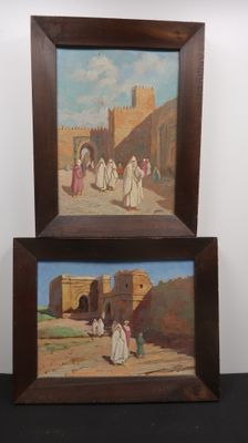 peinture d'un couple de tableaux accrochés au mur l'un à côté de l'autre