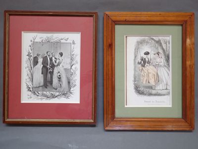 Lot de 2 gravures encadrées comprenant :