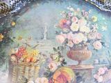 a picture of a painting of flowers and fruit on a table