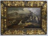 peinture représentant une peinture d'un groupe d'hommes à cheval dans un champ