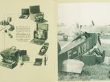 an old photo of a man sitting in an airplane