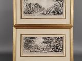 deux reproductions encadrées représentant un paysage avec un homme et une femme