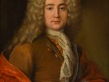 un tableau représentant un homme aux cheveux longs, vêtu d'un manteau marron