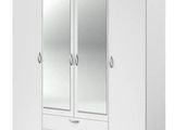 a close up of a white wardrobe with two drawers and a mirror