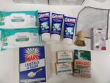 a picture of a variety of hygiene products on a counter