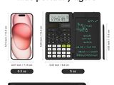 a calculator, a pen, and a cell phone next to each other