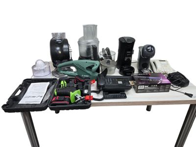 a table with a lot of electronics on it
