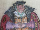 tableau représentant un homme en costume tenant un bouclier et un bouclier