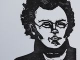 l'image d'un dessin en noir et blanc représentant le visage d'un homme